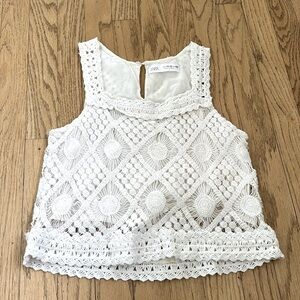 Zara White Crochet Tank Top for Kids